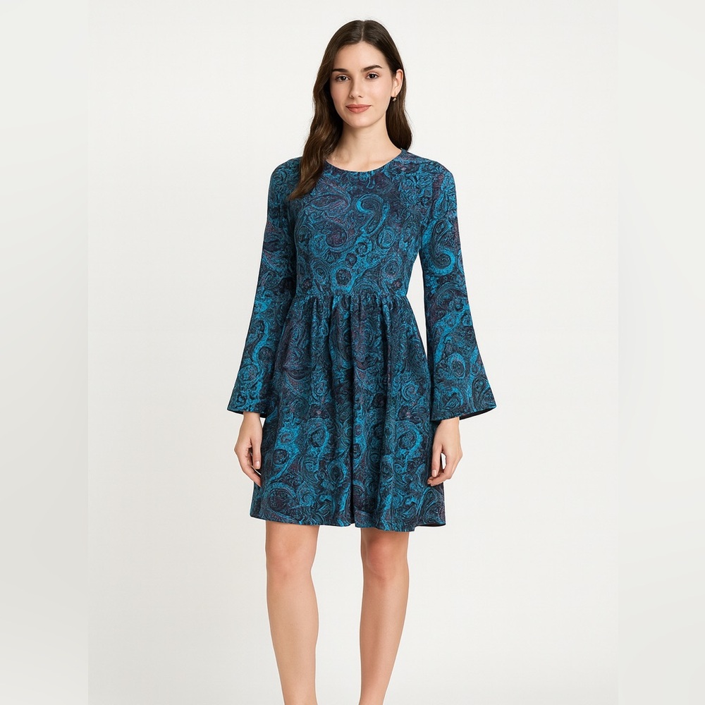 One Clothing Blue Detail Pattern Dress
